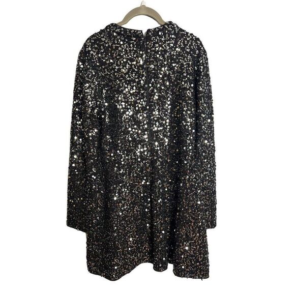 NEW Simkhai Safia Sequin Mini Dress Size 8 Black Long Sleeve Mock Neck Cocktail - Picture 8 of 12